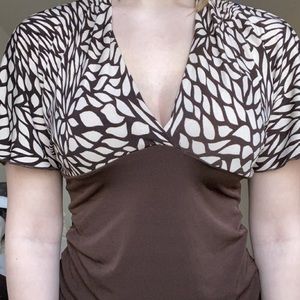 Brown printed top with tie back